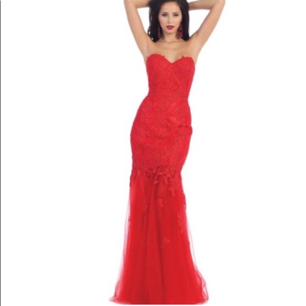 Royal Queen Red Prom Dress Lace mermaid 6/8
